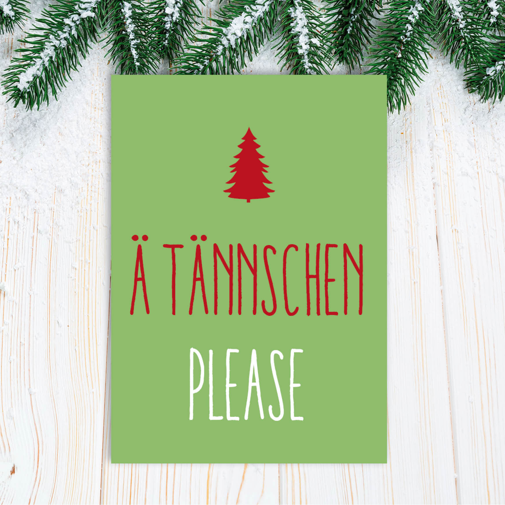Weihnachts - Postkarte: Ä TÄNNSCHEN PLEASE - Individuelle Einladung